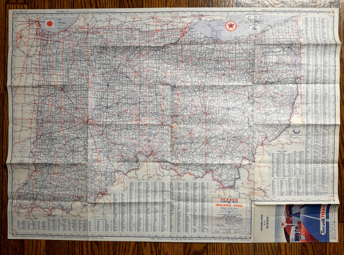 Vintage 1953 'Texaco' Touring Map Indiana - Ohio with Michigan Ferry Schedules - Image 2