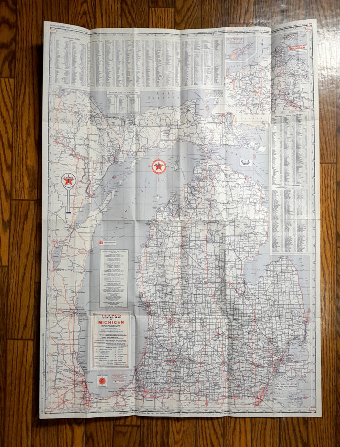 Vintage 1953 'Texaco' Touring Map Indiana - Ohio with Michigan Ferry Schedules - Image 3