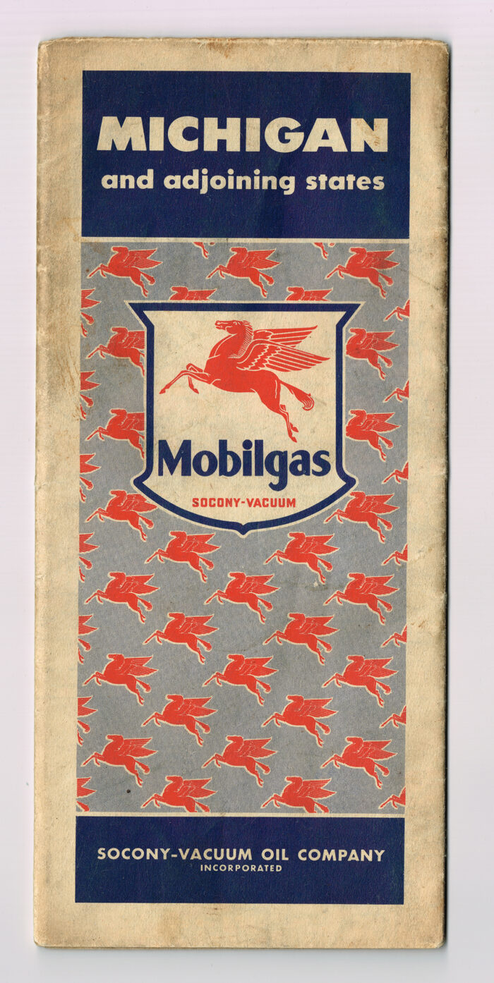 Vintage 1940s ' Mobile Gasoline ' Michigan and Adjoining States