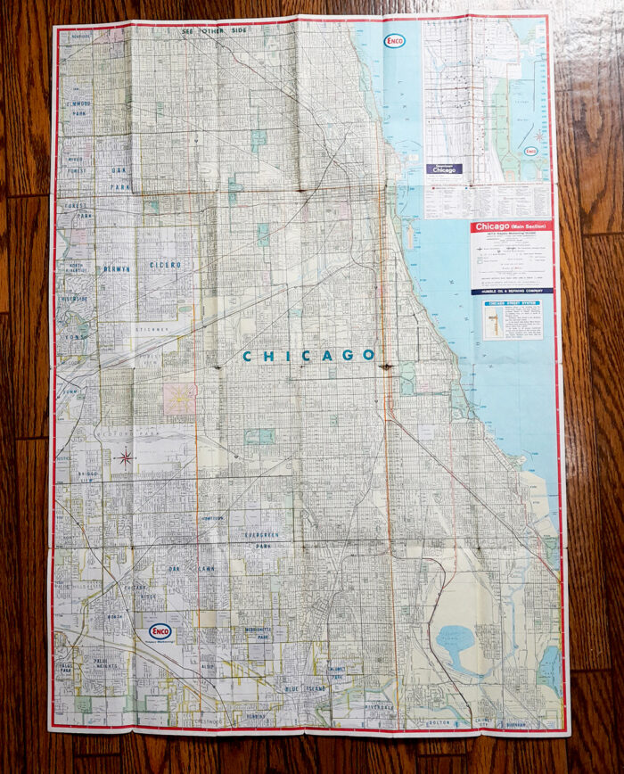 Vintage 1971 ' Enco ' Chicago & Vicinity Road Map - Image 3