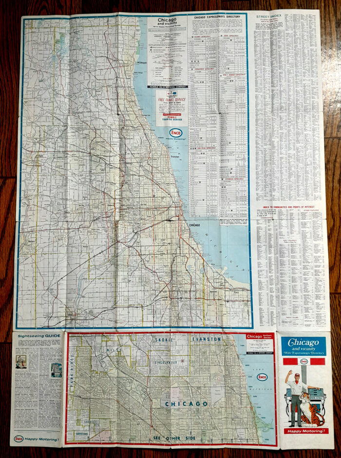 Vintage 1971 ' Enco ' Chicago & Vicinity Road Map - Image 4