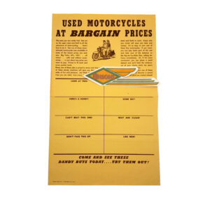 NOS ORIGINAL HARLEY 1951 USED MOTORCYCLE BARGIN SHEET – PANHEAD, KNUCKLEHEAD