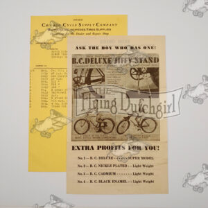 Vintage Original 1937 Chicago Cycle Supply Co BC Deluxe Counter Flyer/Invoice