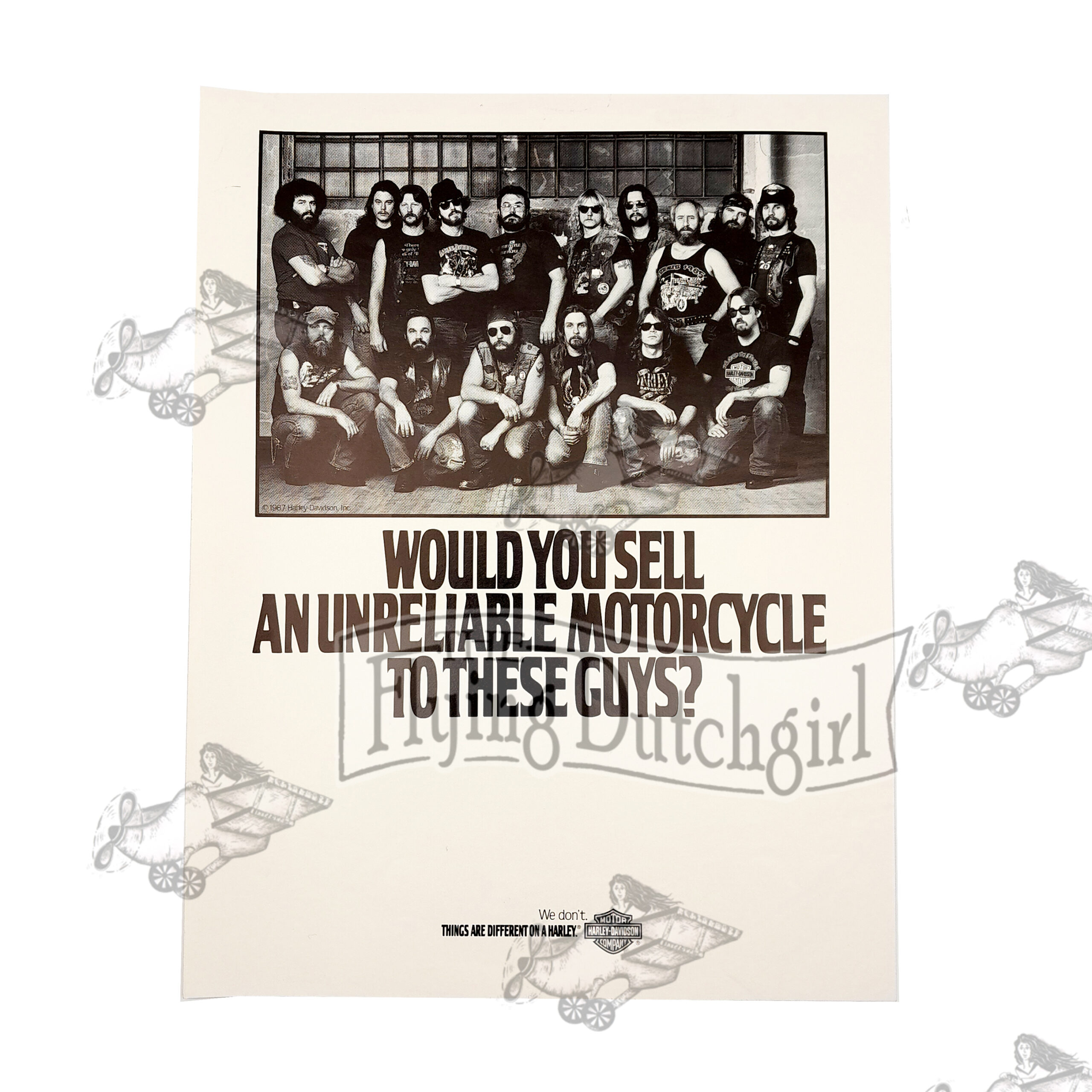 Original 1987 Harley-Davidson “WOULD YOU SELL… TO THESE GUYS” Counter Flyer