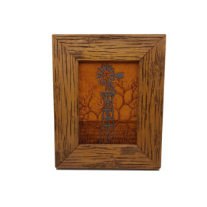 Hand-Tooled Leather Art – Original Stephen Brown – Windmill in Open Field