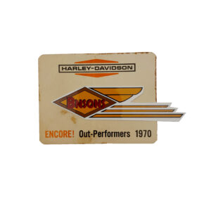 ORIGINAL HARLEY DEALER “OUT-PERFORMERS STICKER” 1970 – SHOVELHEAD, KNUCKLEHEAD