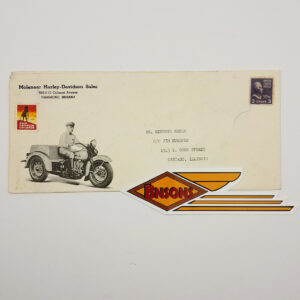 ORIGINAL HARLEY 1947 SERVI-CAR AND 47 WL DEALER ENVELOPE – KNUCKLEHEAD