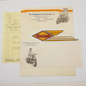 ORIG HARLEY 1945 PHILADELPHIA DEALER LETTERHEAD (STATIONARY SAMPLE) -KNUCKLEHEAD