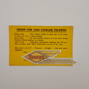 ORIGINAL HARLEY 1934 FACTORY “CATALOG FOLDERS” POST CARD-KNUCKLEHEAD