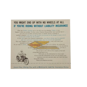 ORIGINAL HARLEY FACTORY INSURANCE REMINDER – SPORTSTER, KNUCKLEHEAD