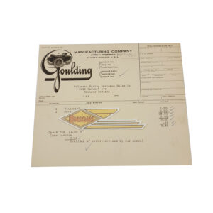 ORIGINAL HARLEY 1930’s GOULDING SALE RECEIPT (WINDSHIELD) – KNUCKLEHEAD