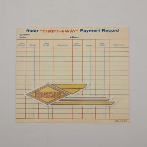 ORIGINAL HARLEY 1970’s THRIFT-AWAY (#1) PAYMENT RECORD BOOK – KNUCKLEHEAD