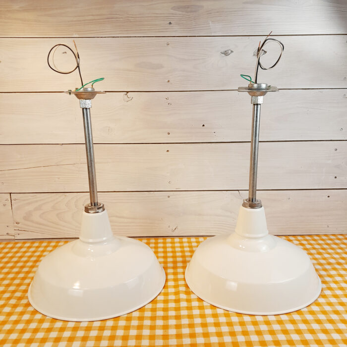 2 NOS 1940s-50's Benjamin 16" Porcelain Lights Farm Barn Industrial Gas Station - Image 10