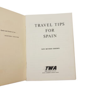 Vintage 1958 TWA Booklet Travel Tips SPAIN