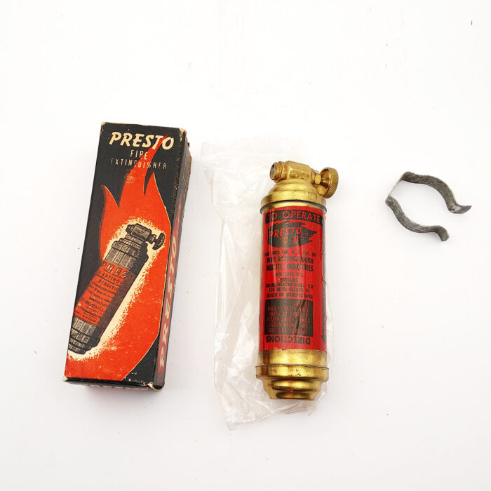 NOS ORIGINAL HARLEY "PERIOD ACCY PRESTO" FIRE EXTINGUISHER -KNUCKLEHEAD, PANHEAD