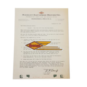 ORIG HARLEY 1954 FACTORY LETTERHEAD (SELL MORE 165’s THIS XMAS) – KNUCKLEHEAD