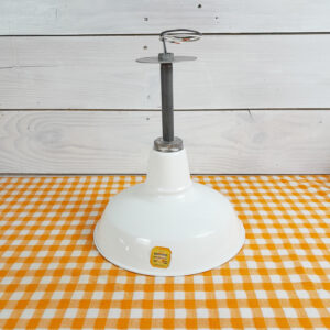 Original 1940s-50’s  Benjamin 12″ Porcelain Light Farm Barn Industrial Gas Station