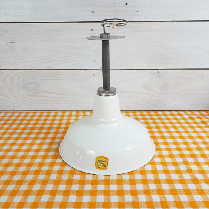 Original 1940s-50's  Benjamin 12" Porcelain Light Farm Barn Industrial Gas Station