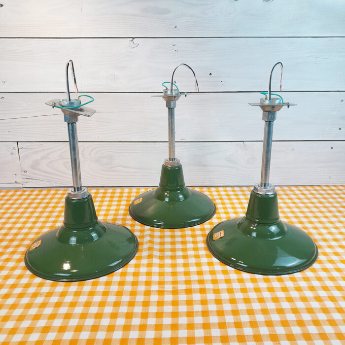 3 NOS 1940s-50's Benjamin 12" Porcelain Lights Farm Barn Industrial Gas Station - Image 9