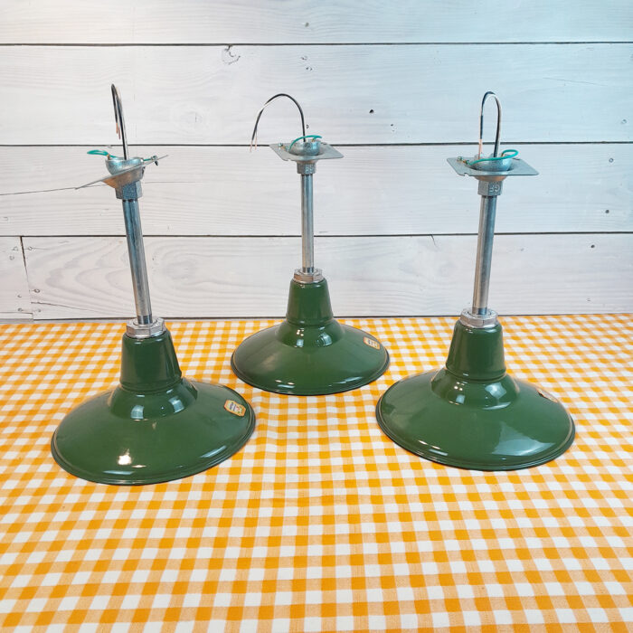 3 NOS 1940s-50's Benjamin 12" Porcelain Lights Farm Barn Industrial Gas Station - Image 11