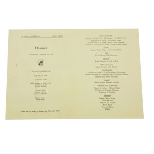 Vintage 1959 Holland American Line, S.S. Nieuw Amsterdam Dinner Menu “Brussels”