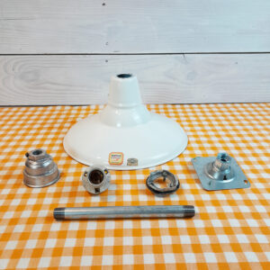 NOS 1940s Vintage Benjamin 14″ Porcelain Light Farm Barn Industrial Gas Station