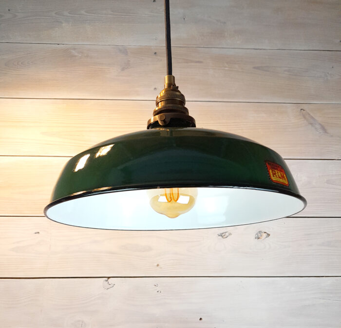 Original 1940s-50s Benjamin 12" Porcelain Light Farm Barn Industrial Gas Station - Image 3