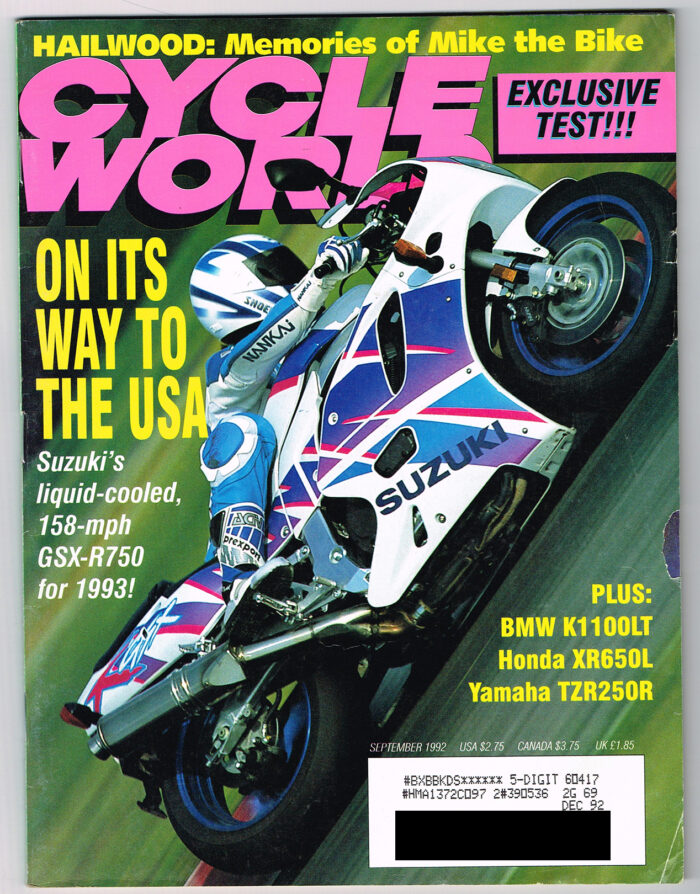 VINTAGE CYCLE WORLD MAGAZINE Sept 1992 Bike Pictures, Articles, Harley