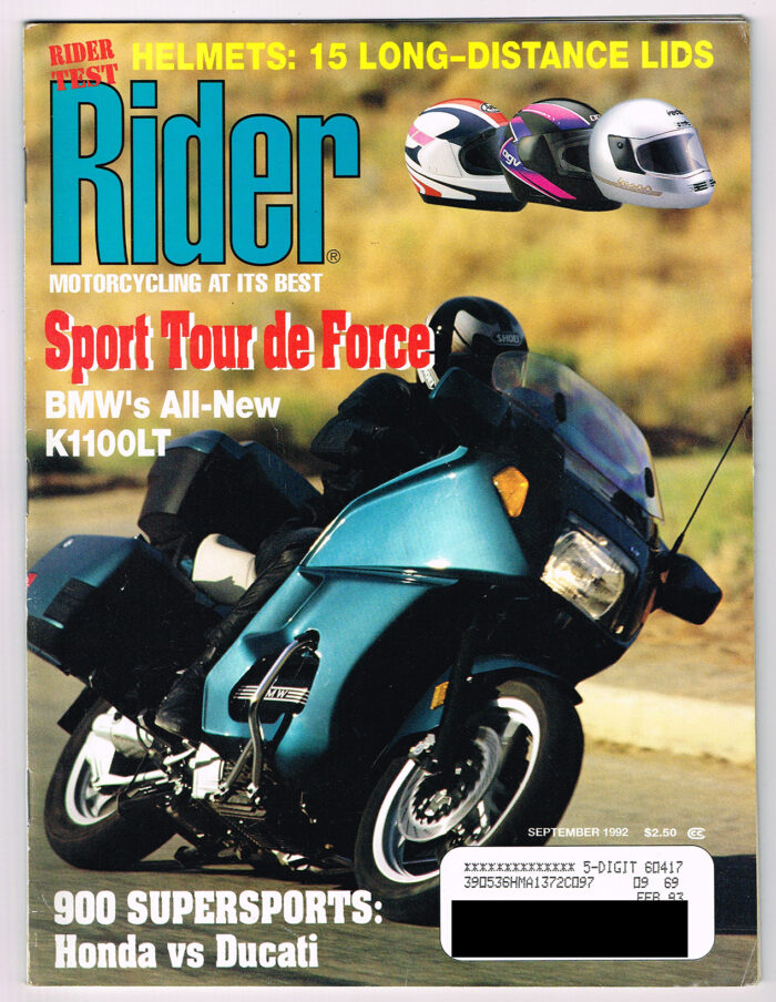 VINTAGE RIDER MAGAZINE SEPT 1992 Bike Pictures, Articles, Harley-KNUCKLEHEAD