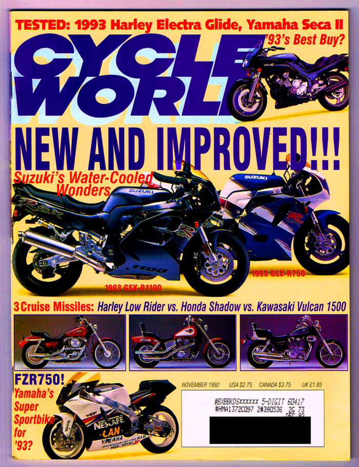 VINTAGE CYCLE WORLD MAGAZINE Nov 1992 Bike Pictures, Articles, Harley