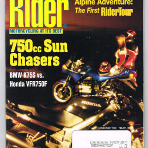 VINTAGE RIDER MAGAZINE NOV 1992 Bike Pictures, Articles, Harley-KNUCKLEHEAD