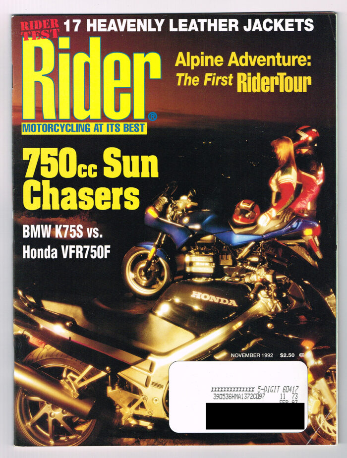 VINTAGE RIDER MAGAZINE NOV 1992 Bike Pictures, Articles, Harley-KNUCKLEHEAD