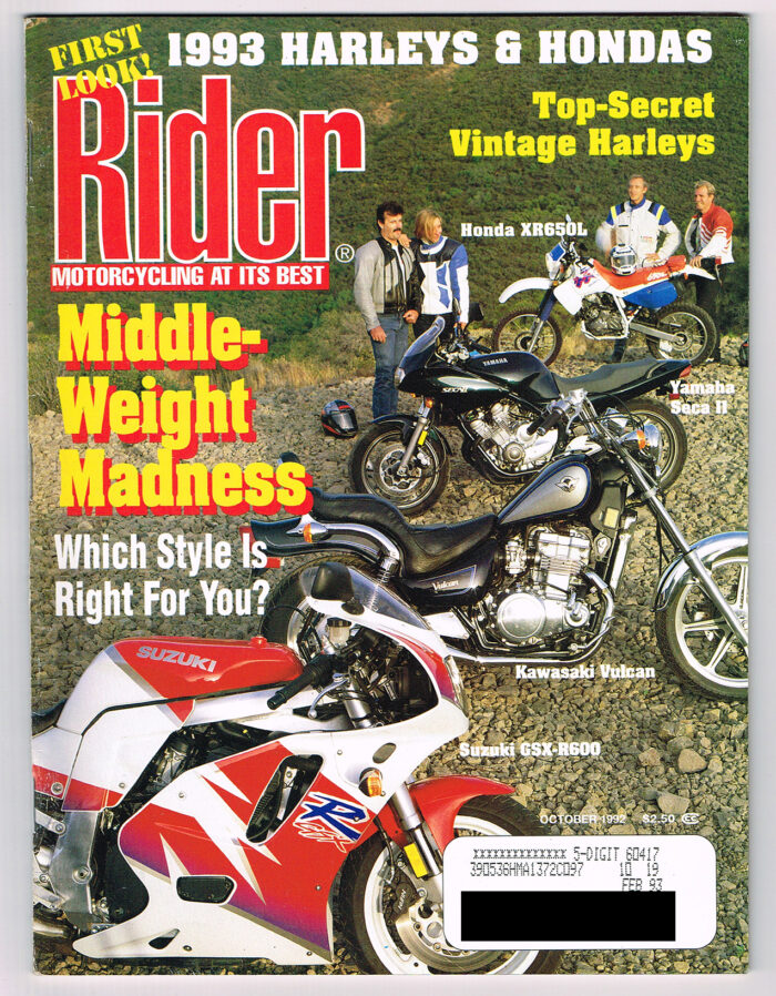 VINTAGE RIDER MAGAZINE OCT 1992 Bike Pictures, Articles, Harley-KNUCKLEHEAD