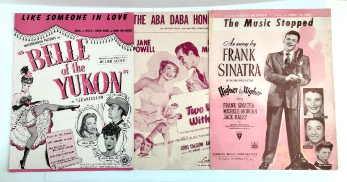 Vintage Original 1940s Hollywood Cinema Music Sheets Lot 3, Dinah Shore  Sinatra