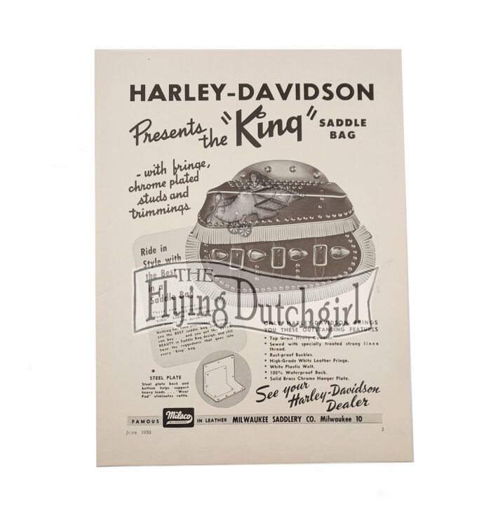 Original 1950 Harley-Davidson Presents the "King" Saddle Bag 9" x 12"