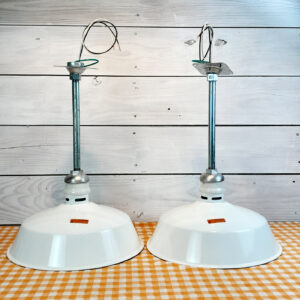 1940s Original Westinghouse 16″ White Porcelain Industrial Vintage Lights