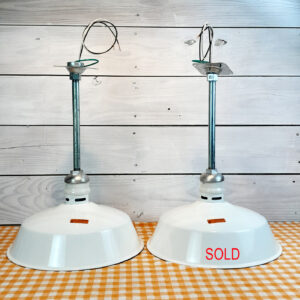 ONE 1940s Original Westinghouse 16″ White Porcelain Industrial Vintage Light