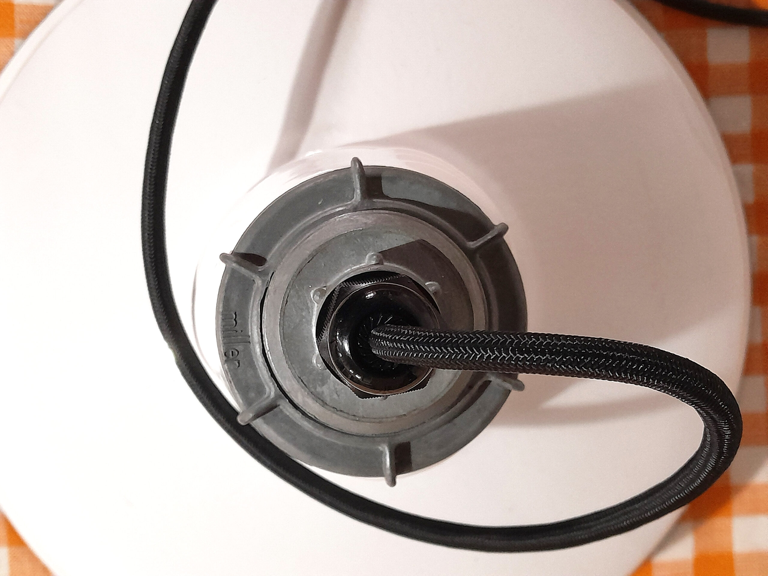 Vintage 1960s White Porcelain 14" Hanging Light: Miller Industrial Salvage - Image 6