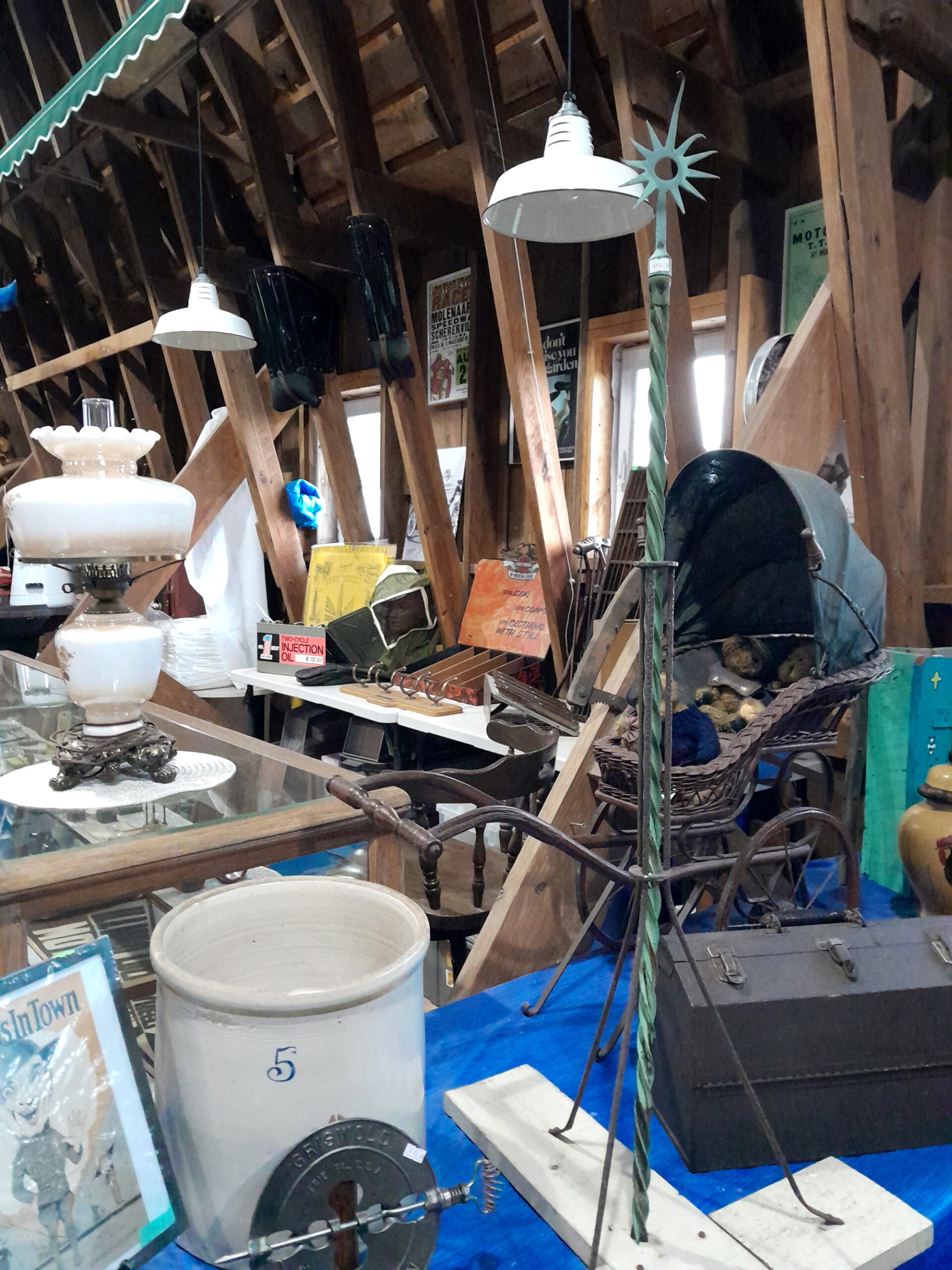 Vintage 1960s White Porcelain 14" Hanging Light: Miller Industrial Salvage - Image 8