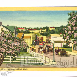 Vintage 1940’s “Main Street” Mackinac Island, Mich. Linen Postcard