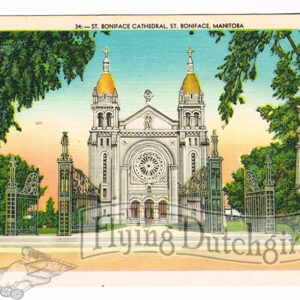 Vintage 1940’s “St Boniface Cathedral” St Boniface, Manitoba Linen Postcard