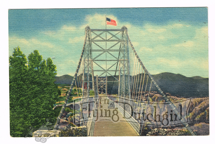 Vintage 1940's "Suspension Bridge" Royal Gorge, Colo. Linen Postcard