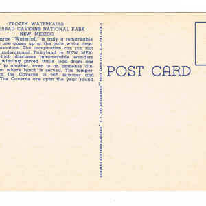 Vintage 1940’s “Frozen Watefalls” Carlsbad Caverns, New Mexico. Linen Postcard