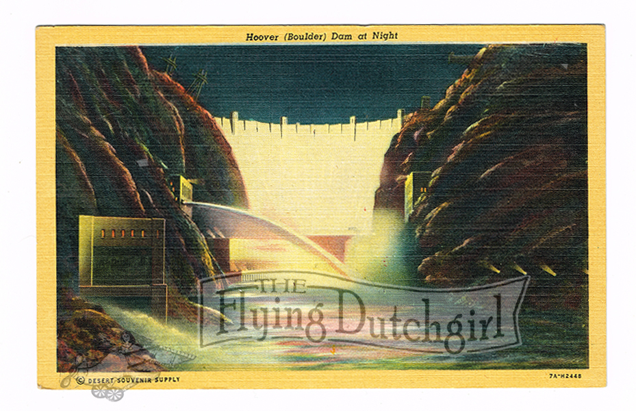 Vintage 1940's "Hoover Dam" Boulder City, Nevada. Linen Postcard