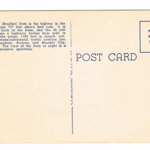 Vintage 1940’s “Hoover Dam” Boulder City, Nevada. Linen Postcard