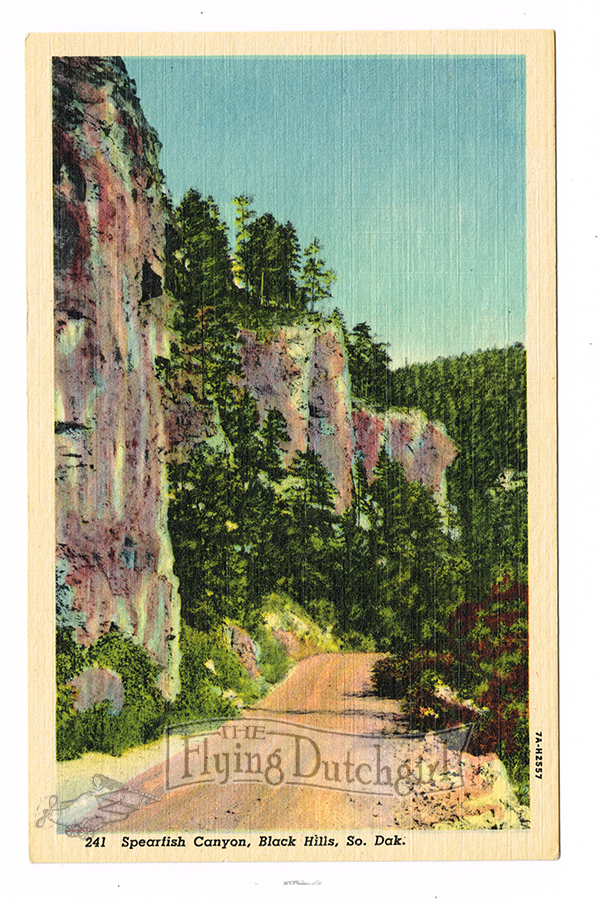 Vintage 1940's "Spearfish Canyon" Black Hills, S.D. Linen Postcard