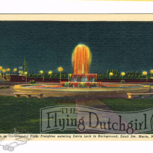 Vintage 1940’s “Fountain” Sault Ste. Marie, Mich. Linen Postcard