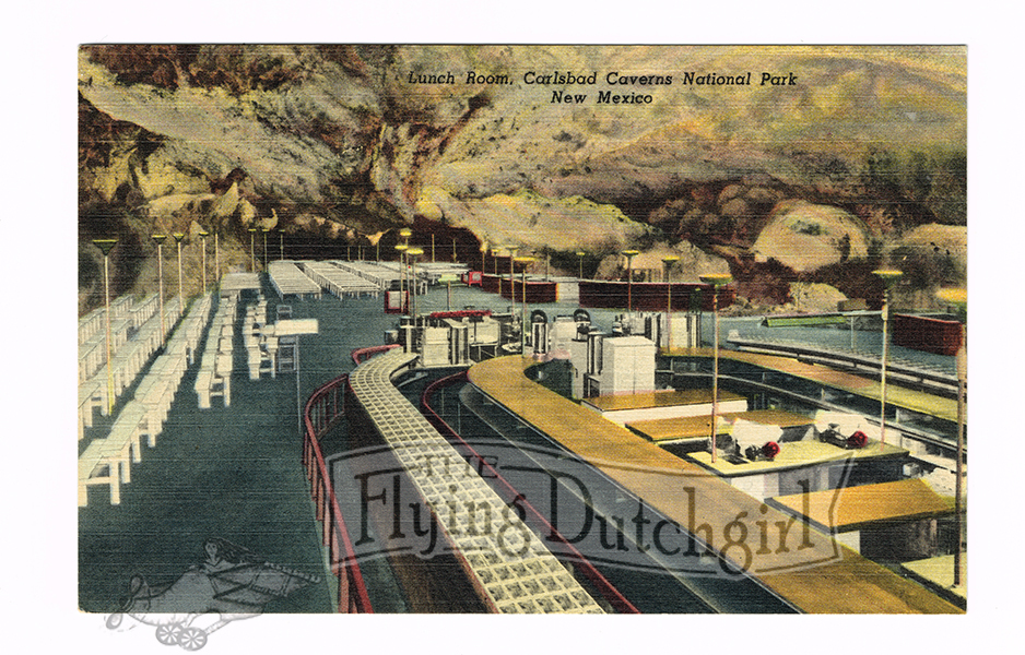 Vintage 1940's "Lunch Room" Carlsbad Caverns, New Mexico. Linen Postcard