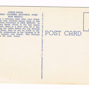 Vintage 1940’s “Lunch Room” Carlsbad Caverns, New Mexico. Linen Postcard