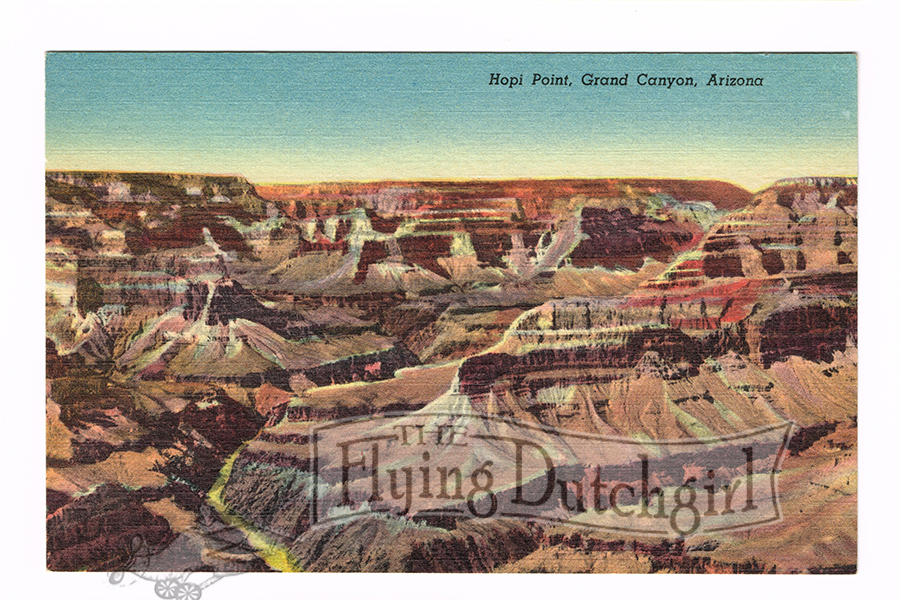 Vintage 1940's "Hopi Point" Grand Canyon, Arizona. Linen Postcard